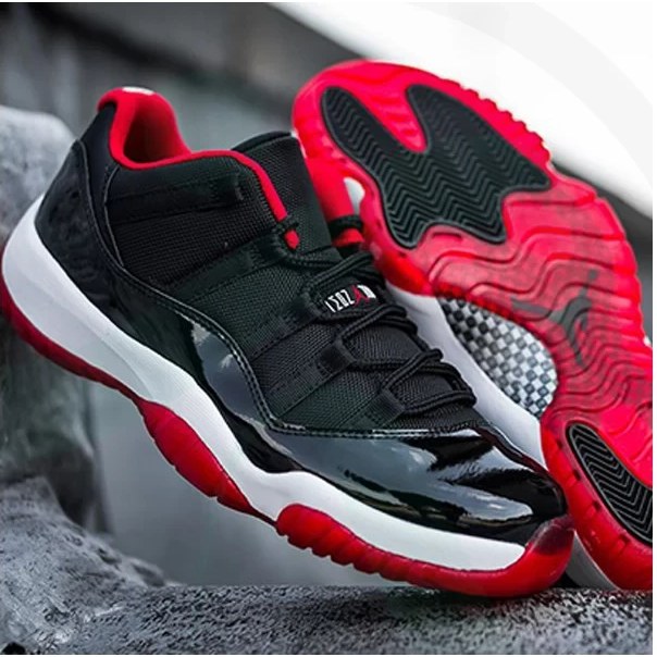 Jordan 11 red and black cheap low