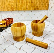 تصویر هاونگ چوبی بامبو طرح خطی ساخت کشور چین 