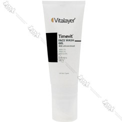 تصویر ژل شستشوی صورت تایم ویت ویتالیر حجم 200 میلی لیتر Vitalayer Timevit face wash gel with silicone brush 200ml