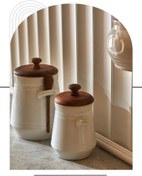 تصویر بانکه سرامیکی 2 دسته با در چوبی 