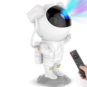 تصویر ربات پروژکتوری اسپیکر دار کهکشانی مدل فضانورد robot galaxy projector speaker