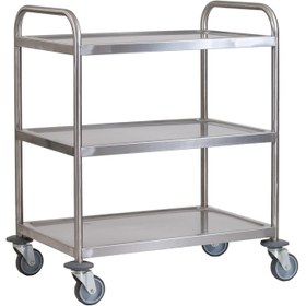 تصویر ترالی استیل حمل ظروف و لوازم جنرال - کد MHT28 - 45*60 ارتفاع 85 دو طبقه Stainless steel trolley