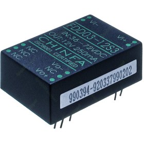 تصویر مبدل ولتاژ چینفا 250 میلی آمپر CHINFA FDD03-12S3 DC/DC IN:36-72V OUT:12V 