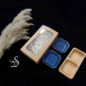 تصویر پک هدیه چوب و سرامیک،مزه خوری، خرماخوری، زیتون خوری Gift packaging