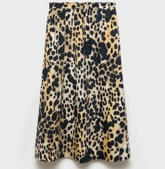تصویر دامن میدی طرح پلنگی زنانه مشکی منگو 