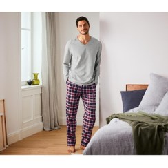 تصویر خرید اینترنتی ست لباس راحتی مردانه طوسی چیبو 154518 ا Organik Pamuklu Flanel Pijama Takımı Kareli Organik Pamuklu Flanel Pijama Takımı Kareli
