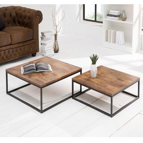 تصویر میز جلو مبلی چوب فلز مدل هورشید دو عددی - سفید / سفید Horshid two-piece wooden metal sofa table