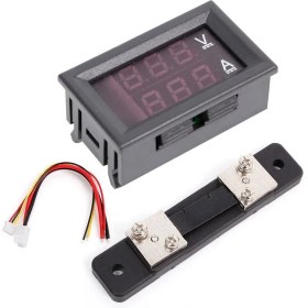 تصویر ولت متر آمپر متر شنت دار 100 ولت 50 آمپر voltmeter ammeter with shunt 100v 50a dc