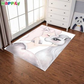 تصویر فرش اتاق کودک طرح دختر و یونیکورن52337 