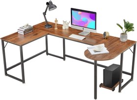 تصویر میز گیمینگ VORDERN HighQuality Corner Computer (Vintage Brown) - ارسال 15 روزکاری 