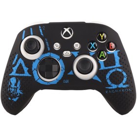 تصویر روکش دسته بازی Xbox X/S طرح God of War زمینه مشکی آبی Xbox X/S Controller Cover