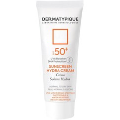 تصویر درماتیپیک ضد آفتاب بی رنگ پوست خشک بدون جعبه ، پلمپ و تاریخ دار 