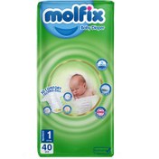 تصویر پوشک نوزادی دوبل مولفیکس (Molfix) مدل سه بعدی سایز 1 بسته 40 عددی 