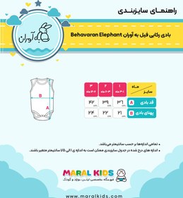 تصویر لباس زیر دکمه دار (بادی) رکابی نوزاد طرح فیل به آوران Behavaran Elephant Behavaran Elephant Baby Sleeveless Bodysuit