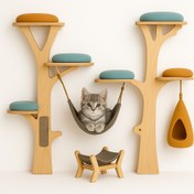 تصویر پکیج دو درخت گربه + شاتل و تخت برای بازی و استراحت 