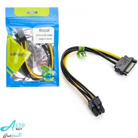 تصویر کابل برق ساتا 15 پین به 6 پین رویال SATA power cable 15 pin to 6 pin Royal