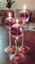 تصویر شیشه شمع گرد پایه‌دار ساده 