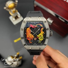 تصویر ساعت ریچارد میل ببر و اژدها نقره ای بند مشکی RM 51-01 ساعت مچی ریچارد میل (Richard mille)