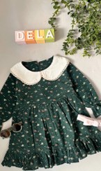 تصویر پیرهن سبز گلدار یقه ببه - سایز 