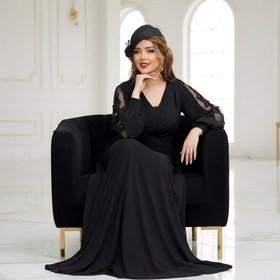 تصویر لباس مجلسی زنانه و دخترانه ، ماکسی مجلسی مدل آوینا، لباس بلند مجلسی پوشیده سایز ۴۰ الی ۵۰ 