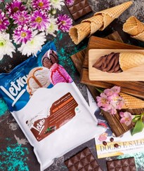 تصویر پودر بستنی قیفی پایه شیر شکلاتی 