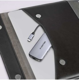 تصویر هاب 8 پورت USB-C لنشن Lention مدل C48 خاکستری 