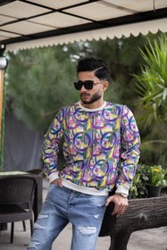 تصویر بلوز مردانه آبرنگی مدل آستین بلند جنس غواصی Men's watercolor long sleeve blouse made of diving fabric