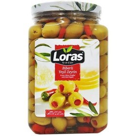 تصویر زیتون سبزفلفلی لوراس ۹۰۰گرم .Loras green pepper olives 900gr. 
