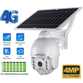 تصویر دوربین خورشیدی مداربسته تحت شبکه سیم کارتی 4G LTE هونک Honec مدل HN-S558-4G Honec 4G Solar PTZ Camera