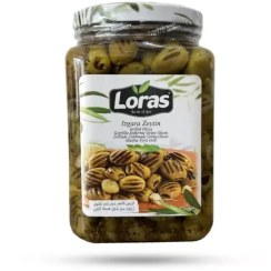 تصویر زیتون سبز کبابی لوراس وزن ۹۰۰ گرم بدون هسته 