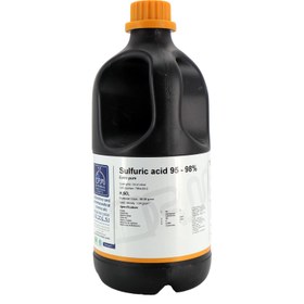 تصویر سولفوریک اسید 98 درصد گرید Extra pure دو و نیم لیتری بطری پلاستیکی دکتر مجللی ا Sulfuric acid 98% Grade Extra pure 2.5 Lit, Plastic Bottle. DR. MOJALLALI Sulfuric acid 98% Grade Extra pure 2.5 Lit, Plastic Bottle. DR. MOJALLALI