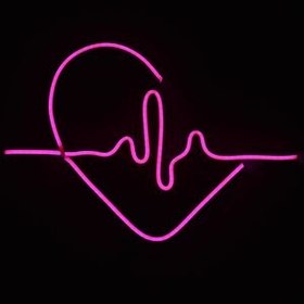 تصویر نئون مینیمال طرح قلب و ضربان قلب heart reated heart minimal neon