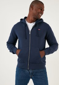 تصویر سویشرت آبی مردانه Zipper Hooded 100 ٪ پنبه معمولی مناسب عرق A7770 Levi's 