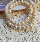 تصویر گردنبند مروارید پرورشی گرد 8میلی به طول 40سانتی متر 