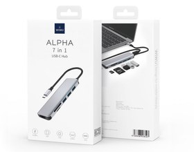 تصویر هاب تایپ سی 7 پورت مک بوک فلزی ویوو WiWU Type C Usb C Adapter 7 in 1 For Macbook Alpha 731 HC 