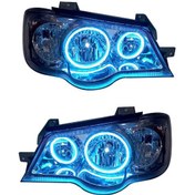 تصویر چراغ جلو اسپرت جمع ساز مدل حلقه نئون آبی یخی مناسب پراید ۱۱۱ 