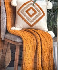 تصویر شال مبل پانچی از برند دیانا - آجری Diana Brand Punched Sofa Throw"