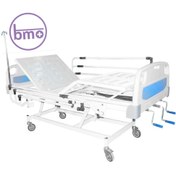 تصویر تخت بیمارستانی سه شکن مکانیکی با تنظیم ارتفاع 