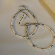 تصویر گوشواره مهره دار بلند طرح اشک 