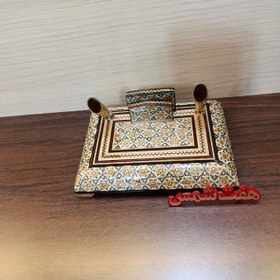 تصویر جاقلمی رومیزی خاتم‌کاری سایز 11*15 