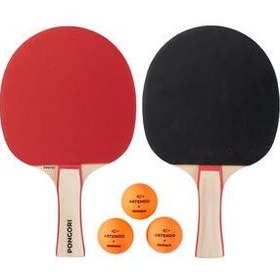 تصویر ست پینگ پنگ قرمز مجموعه تنیس روی میز: Racket PPR 130 Top Decathlon 