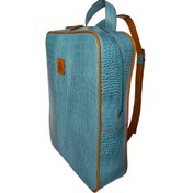 تصویر کوله‌ چرم مدل ریتمِ آبی 