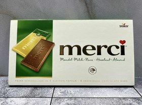 تصویر شکلات تخته ای مرسی با طعم بادام و فندق merci Merci Hazelnut Almond