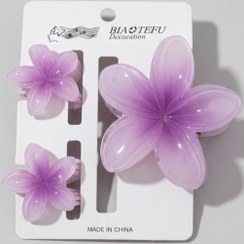 تصویر پک ۳ عددی کلیپس مو پلومریا رنگی با سایز بزرگ و کوچک Plumeria Hair Clips Set – 3pcs Colorful Pack