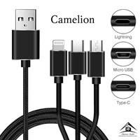 تصویر کابل تبدیل USB به microUSB / لایتنینگ / USB-C کملیون مدل CDC016 