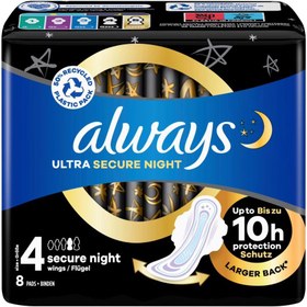 تصویر نوار بهداشتی الویز سری ULTRA مدل Ultra Secure Night بسته 8 عددی Always ULTRA Secure Night Sanitary Pads - 8 Pads