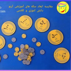 تصویر سکه های آموزشی آریو مگنت دار و بزرگ، مناسب تدریس معلم 