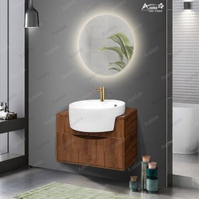 تصویر فول ست روشویی آزالیا مدل میلانا Milana Bc به همراه آینه بکلایت نوردار 