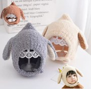 تصویر کلاه زمستانی بچگانه بوکله خرگوشی دکمه دار 