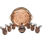 تصویر سرویس چای خوری ۶ نفره الماس تراش و میناکاری 